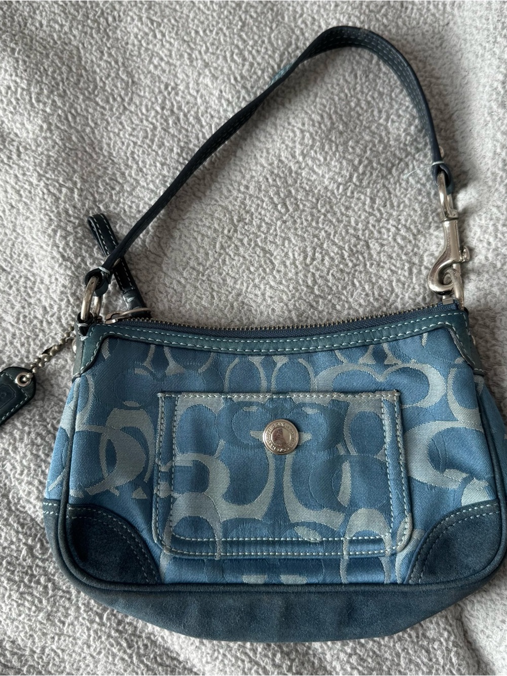 vintage coach suede blue demi mini purse bag 2171